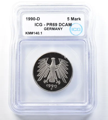 1990 D Germany 5 Mark KM#140.1 PR69 DCAM ICG *8886