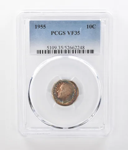 1955 Roosevelt Dime VF35 PCGS Beautiful Tone a1049