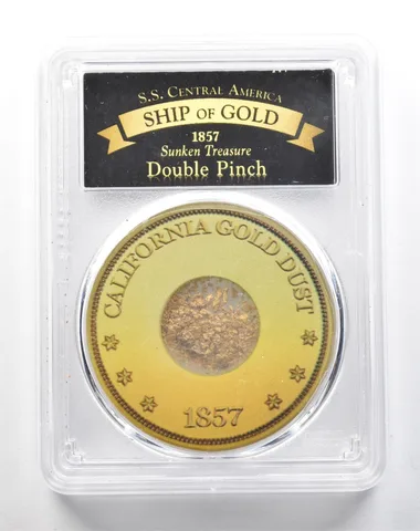1857 SS Central America California Gold Dust Double Pinch PCGS *3867