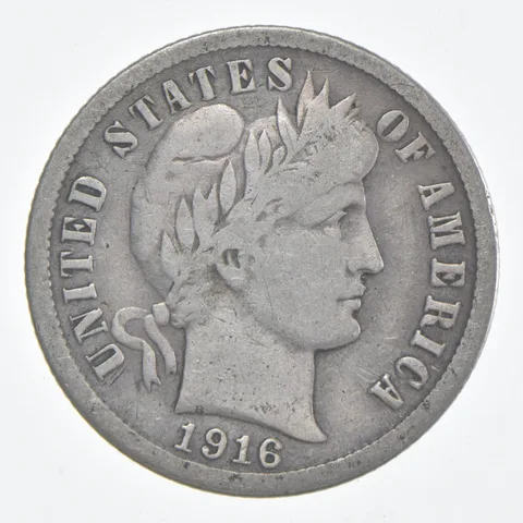1916-S Barber Dime 90% Silver FINE Condition