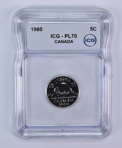 1980 Canada 5 Cents Beaver PL70 ICG