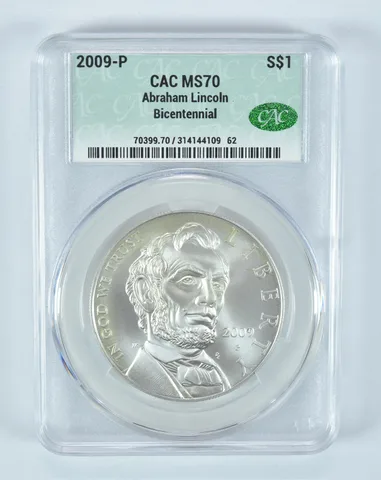 2009-P Abraham Lincoln Commemorative Silver Dollar MS70 CAC CACg