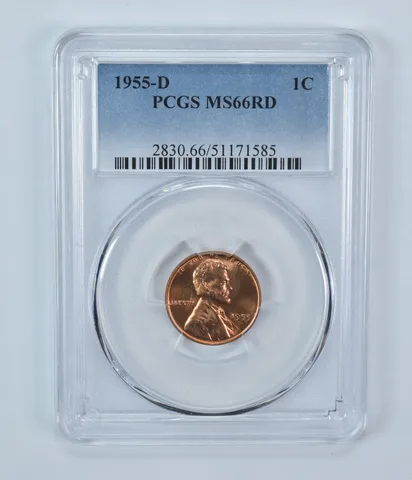 1955-D Lincoln Wheat Cent MS66 RD PCGS Blue Label