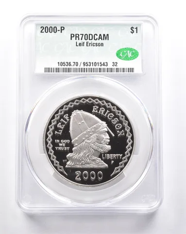 PR70 DCAM 2000-P Leif Ericson Commemorative Dollar CAC CACG *6271