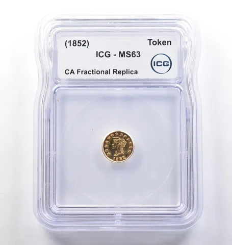 (1852) CA Fractional Gold Style Token Liberty Head 1/2 Dollar MS63 ICG *3815