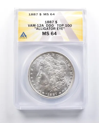 1887 Morgan Silver Dollar VAM-12A DDO Top 100 Alligator Eye MS64 ANACS