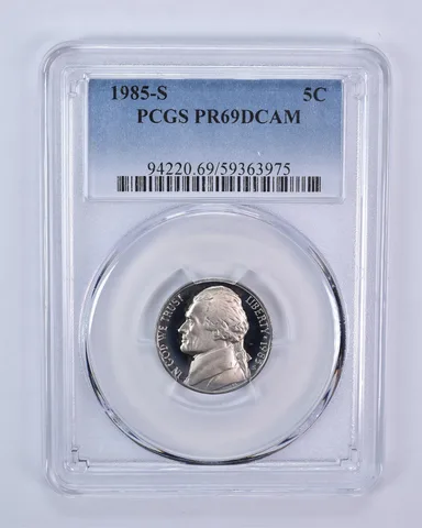 1985-S Jefferson Nickel PR69 DCAM PCGS Blue Label