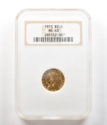 1913 $2.50 Indian Head Gold Quarter Eagle MS63 NGC Old Fatty *4944