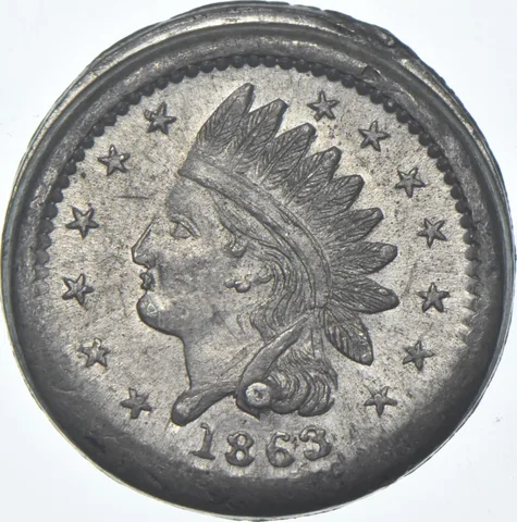 1863 Patriotic Indian Head Civil War Token - F-92/198e - R9 a9582