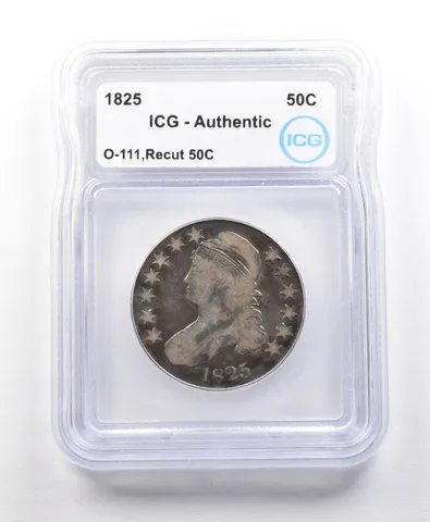 1825 Capped Bust Half Dollar O-111 Recut 50C Authentic ICG *5639
