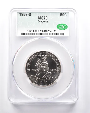 MS70 1989-D Congress Bicentennial Commemorative Half Dollar CAC CACG *6272