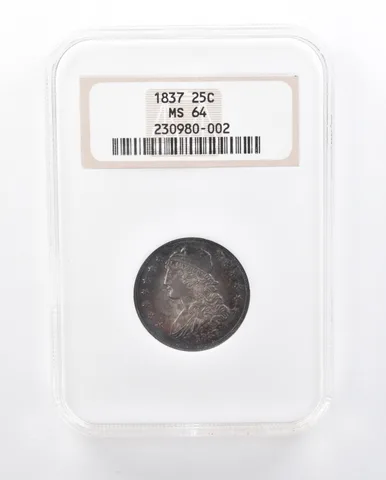 1837 Capped Bust Quarter MS64 NGC Beautiful Tone OLD HOLDER Upgrade? *3232