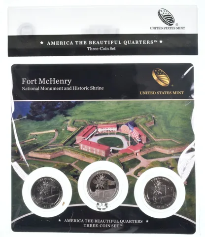 2013 Fort McHenry National Park PDS Proof ATB 3 Quarter Coin Set Unc BU