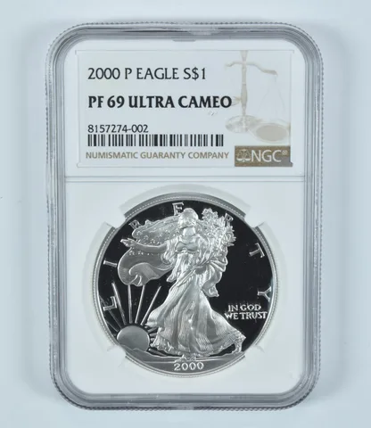 2000-P American Silver Eagle PF69 UCAM NGC Brown Label
