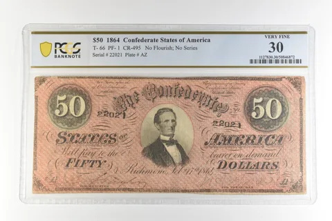 1864 $50 Confederate States America T-66 PF-1 CR-495 Very Fine 30 PCGS *4469