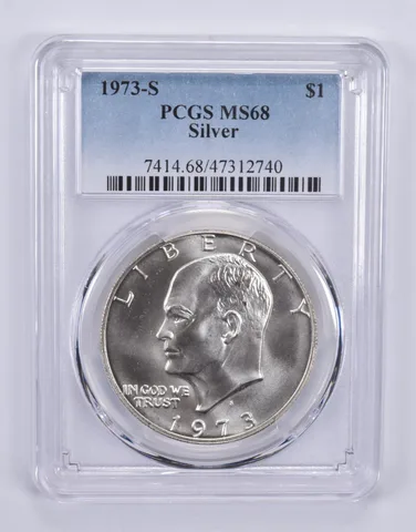 1973-S Eisenhower $1 Silver MS68 PCGS Blue Label