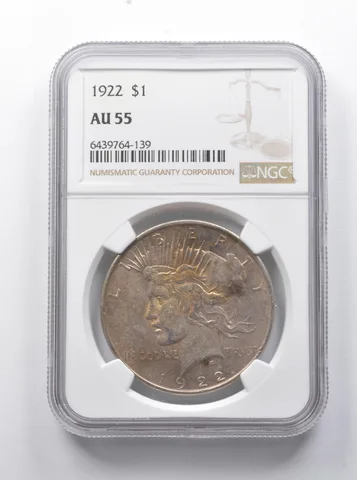 AU55 1922 Peace Silver Dollar NGC - Great Color a7827