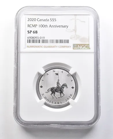 2020 Canada 5 Dollars Silver RCMP 100th Anniversary SP68 NGC *8393