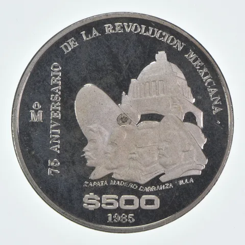 1985 Mo Mexico 500 Pesos Mexican Revolution 75th Anniversary *7973