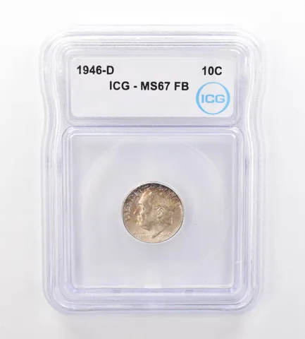 1946-D Roosevelt Dime MS67 FB ICG Beautiful Tone *7520