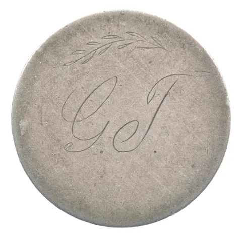 1853 Arrows Seated Liberty Quarter Love Token Victorian G J *5526