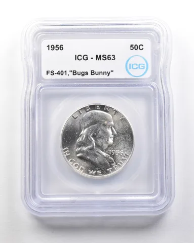 1956 Franklin Half Dollar Mint Error FS-401 Bugs Bunny MS63 ICG *1689
