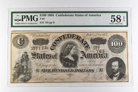 1864 $100 Confederate States of America T-65 Choice About Unc 58 EPQ PMG *0972