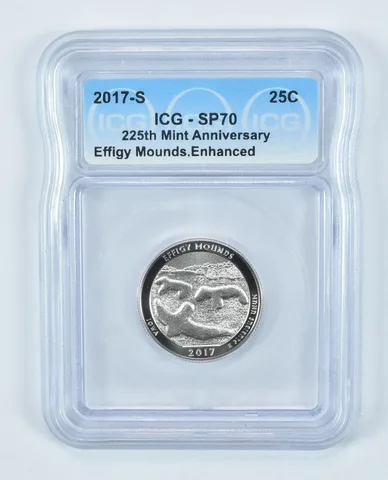 2017-S Washington Quarter Effigy Mounds 225th Mint Anniversary Enhanced SP70 ICG