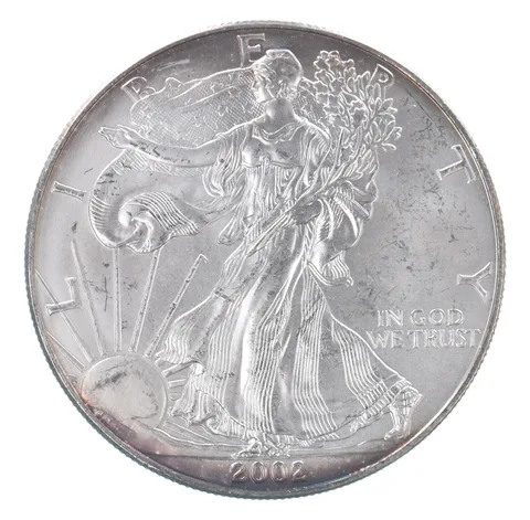Beautiful Toned - 2002 American Silver Eagle 1 Troy Oz .999 Fine Silver *147