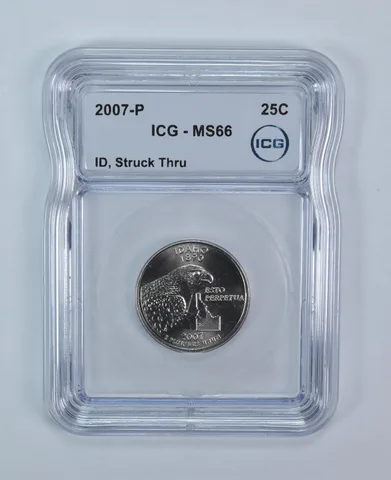 2007-P Washington State Quarter Idaho Mint Error Struck Thru MS66 ICG