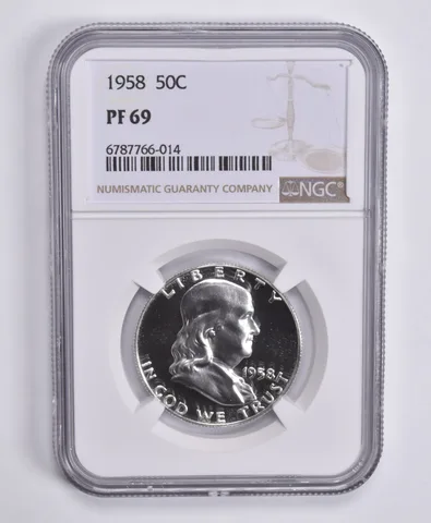 1958 Franklin Half Dollar 50c PF69 NGC Brown Label
