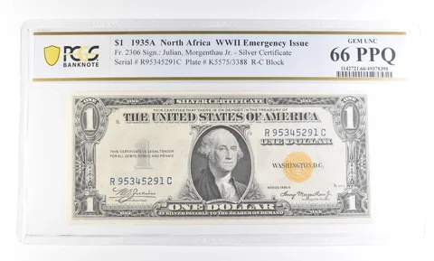 1935 A $1 N. Africa Silver Certificate WWII Fr#2306 Gem Unc 66 PPQ PCGS *2458