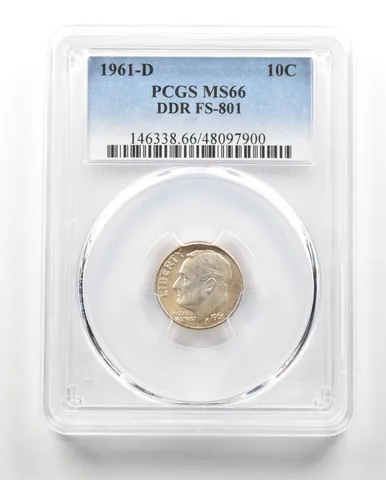 1961-D Roosevelt Dime DDR FS-801 MS66 PCGS *4851
