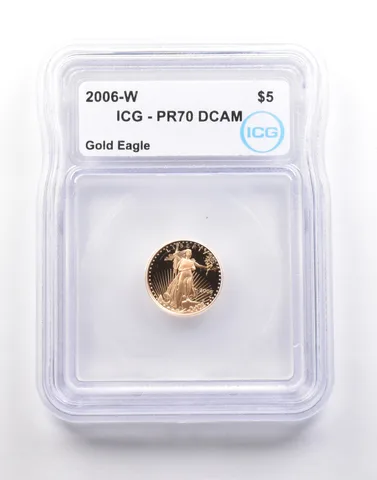 2006-W $5 American Gold Eagle 1/10 Oz Gold PR70 DCAM ICG