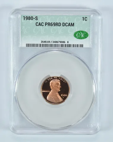 1980-S Lincoln Memorial Cent PR69 RD DCAM CAC CACg