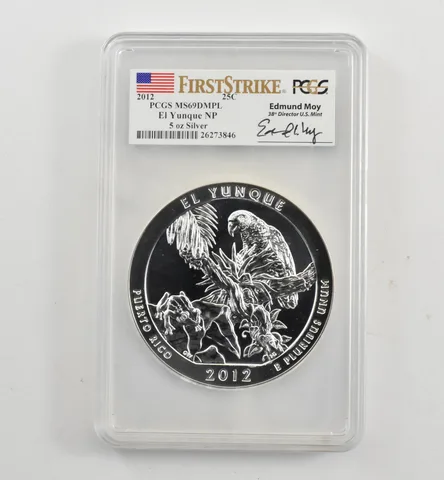 2012 5 Oz Silver Quarter ATB El Yunque Moy MS69 DMPL PCGS a1718