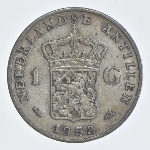 SILVER WORLD Coin 1952 Netherlands Antilles 1 Gulden World Silver Coin *840
