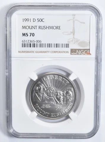 1991-D Mount Rushmore Commemorative Half Dollar MS70 NGC
