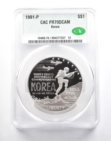 1991-P Korea War Commemorative Silver Dollar PR70 DCAM CAC *5773