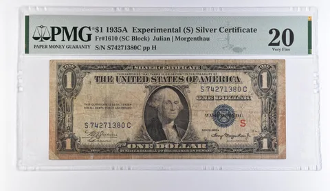 1935 A $1 Experimental (S) Silver Certificate Fr#1610 VF 20 PMG *9400