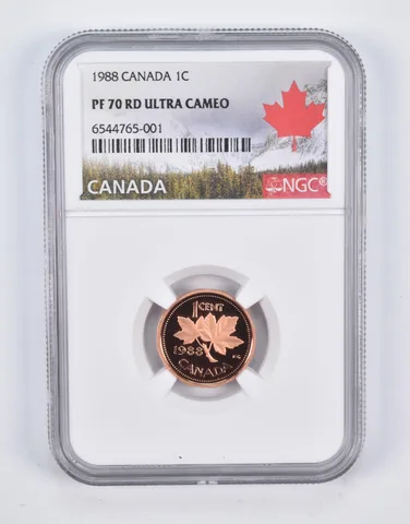PF70 RD UCAM 1988 Canada 1 Cent NGC *2251