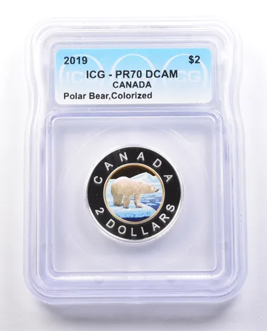 2019 Canada 2 Dollars Polar Bear Colorized PR70 DCAM ICG *9978