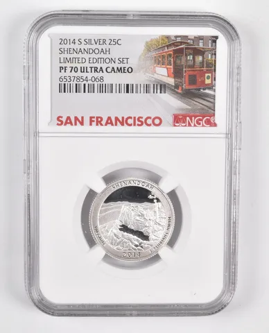 2014-S Silver PF70 UCam Shenandoah Quarter NGC Limited Edition SF Lbl