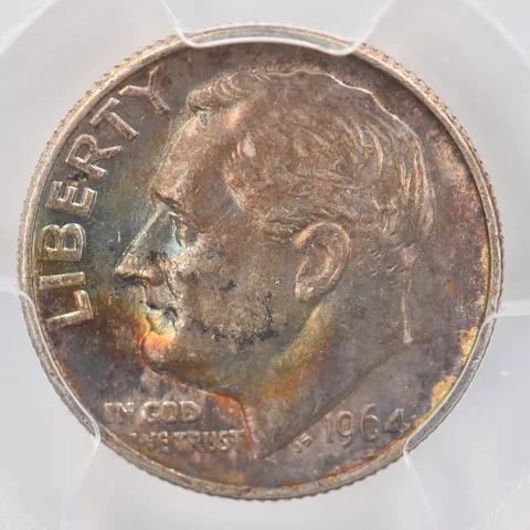 1964 Roosevelt Dime AU58 PCGS Beautiful Tone *0803