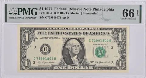 $1 1977 FRN Philadelphia, PA Fr#1909-C PMG Gem Unc 66 EPQ