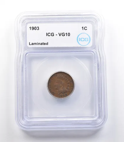 1903 Indian Head Cent Mint Error Laminated VG10 ICG *2271