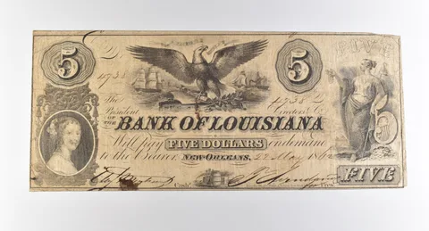1862 $5 New Orleans LA Bank Of Louisiana Obsolete Note *3797