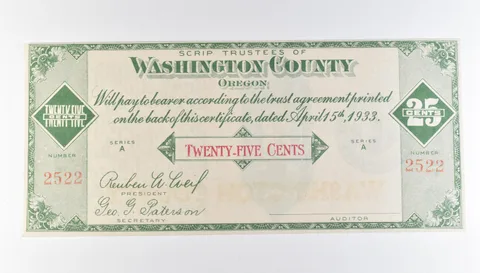 1933 25 Cent Washington County OR Scrip a9765