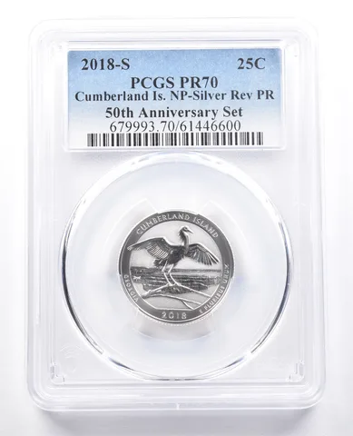 2018-S ATB Quarter Cumberland Island Anniversary Set Silver Reverse PR70 PCGS