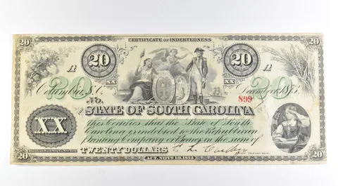 1873 $20 State Of South Carolina Large Note C#17 PI.#B *8471